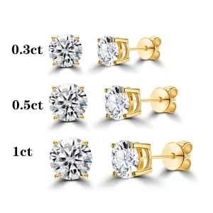 0.5ct/1ct 14k White and Yellow Gold Gradient DEF Color Round Brilliant Cut Lab Diamond Stud Earrings