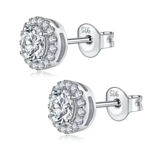 0.5ct 925 Sterling Silver Round Moissanite Gemstone Stud Earrings