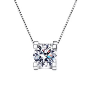 1 Carat Certified Moissanite Diamond Necklace in 925 Silver