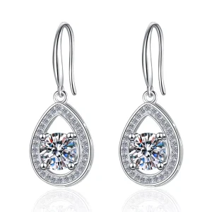 1 Ct Water Drop Pendant VVS1 Moissanite Diamond Dangle Earrings S925 Silver