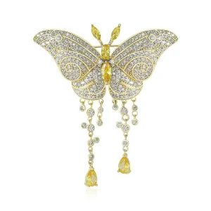 100-Design Copper Real Gold-Plated Zircon Dragonfly Butterfly Flower and Bird Brooches for Men and Women