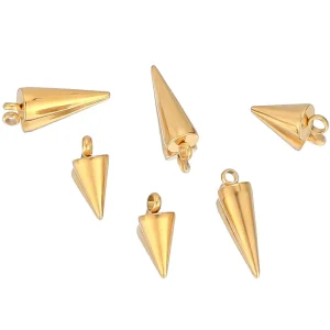 10Pcs Stainless Steel Perforated Circular Cone Charms Pendants for Jewelry Making DIY Necklace Materials