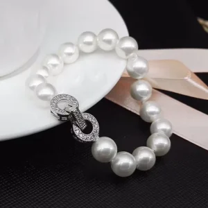 10mm 18K Gold Plated AAA Grade Shell Pearl Chain Link Bracelet for Women and Girls