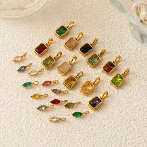 12 Birthstone Crystal Pendant Charms Connector for Necklace Jewelry Making