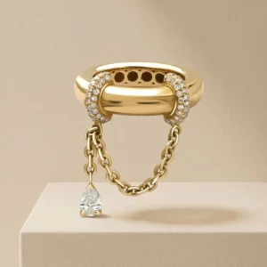 14K Gold 925 Sterling Silver Women’s Classic Jewelry 18K Gold Plated 925 Silver Diamond Chain Drape Rings