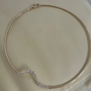 14K Gold Collar Choker Necklace with 925 Sterling Silver Anti-Tarnish Finish