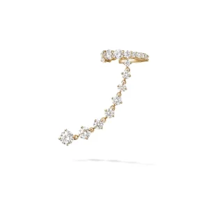 14K Gold Diamond Cuff Earrings, Handmade, Waterproof