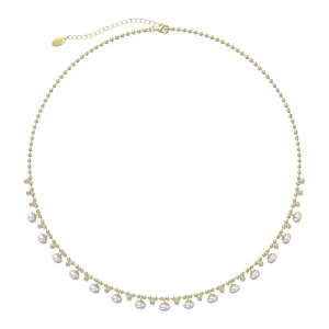 14K Gold-Plated Freshwater Pearl Cubic Zirconia Necklace for Women