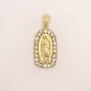 14K Gold-Plated Religious Zircon Virgin Mary Pendant Necklace