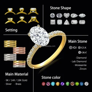 14K Solid Gold Lab-Grown Diamond/Moissanite Eternity Ring, Yellow Gold