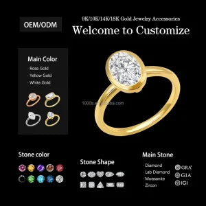 14K Yellow Gold Women’s Moissanite Engagement Wedding Anniversary Ring with Prong Setting