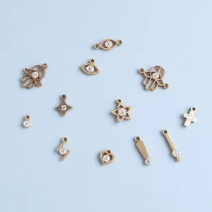 14k Gold Filled Star and Sterling Silver 925 Heart Pendants with Butterfly Connectors for Jewelry Making