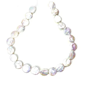 16-17mm AAA Grade Baroque Natural Freshwater Real Coin Pearl Beads Silver Plated White Third