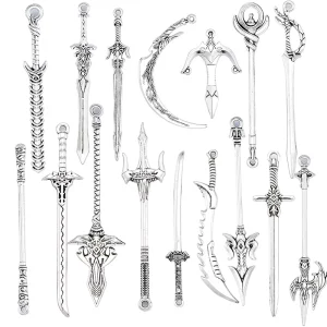 16 pcs/set Retro Alloy Pendant DIY Jewelry Punk Swords Charm