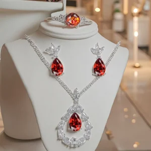 Vintage-Style 18K Gold-Plated Jewelry Set with Zircon, Pearl, and Diamond, Brass and Copper Material