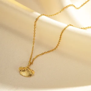 18K 24K Gold Charm Pendant Necklace Cross Pattern Stainless Steel