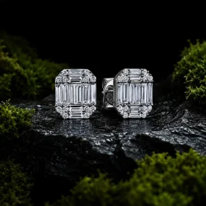 18K Gold 1.41 CT Lab-Grown Diamond Halo Stud Earrings for Women