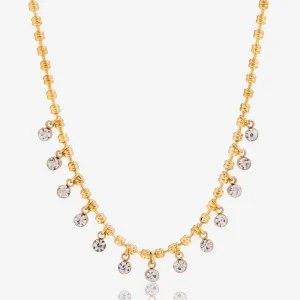 18K Gold Beaded Stainless Steel Pendant Necklace