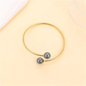 18K Gold Colored Pearl Adjustable Bracelet for Women