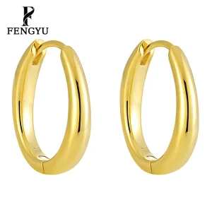 18K Gold Geometric Oval Hoop Earrings for Women 925 Sterling Silver Minimalist Custom