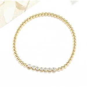 18K Gold Lab Diamond Beaded Bracelet