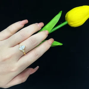 18K Gold Plated 1.5CT Pear Moissanite Fine Wedding Rings 925 Sterling Silver Women Ring