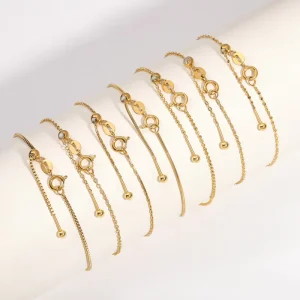 18K Gold Plated 316L Stainless Steel Adjustable Pin Bead Bracelet