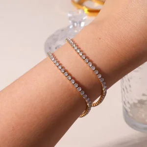 18K Gold Plated 3MM Zircon Tennis Bracelet for Women