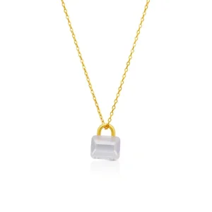 18K Gold-Plated 925 Sterling Silver Handbag Crystal Pendant Necklace