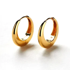 18K Gold Plated 925 Sterling Silver Simple Harper Hoop Earrings