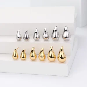 18K Gold-Plated 925 Sterling Silver Water Drop Stud Earrings E2406002