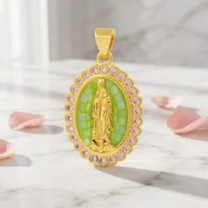 18K Gold Plated Coquette Aesthetic High Shine Virgin Mary Pendant for First Communion Blessing Jewelry
