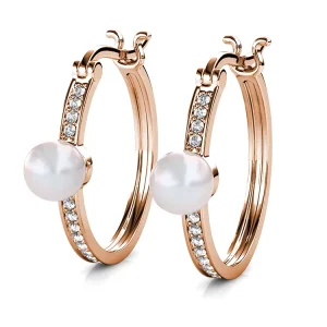18K Gold-Plated Crystal and Diamond Hoop Earrings