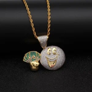 18K Gold Plated Hip Hop Diamond Pendant Necklace for Men and Women