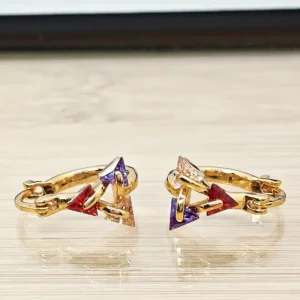 18K Gold-Plated Multicolor Zircon Flower Hoop Earrings for Women