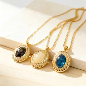 18K Gold Plated Resin Buddhist Geometric Pendant Necklace Tarnish Free