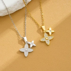 18K Gold-Plated Stainless Steel Clavicle Necklace for Women, Waterproof Non-Fading, Japanese Korean Style