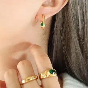 18K Gold-Plated Stainless Steel Hoop Earrings for Women