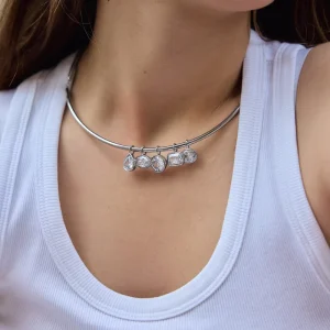 18K Gold Plated Stainless Steel Waterproof Georgian Style Tube Choker with Dainty CZ Pendant