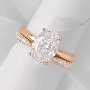 18K Gold Ring 8X10mm 3CT Oval Cut VVS Moissanite Diamond Wedding Ring