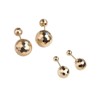 18K Gold Stud Earrings Handcrafted Minimalist Custom Personalized