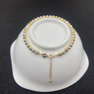 18K Pure Gold Pineapple 4mm Bead Bracelet 16.5+3cm AU750