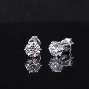 18K Solid Gold 5mm D/VVS Moissanite Stud Earrings
