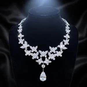 18K Solid Gold VS Lab-Grown Diamond Link Chain Necklace for Women