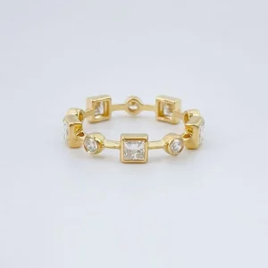 18K Yellow Gold Minimalist Slim Lab-Created Diamond Ring