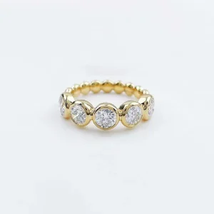 18K Yellow Gold Vintage Round Moss Agate and Opal Ring with Lab-Created Diamond