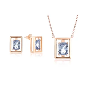 Custom Sample-Based 18K Rose Gold-Plated Necklace and Earrings Women’s 925 Sterling Silver Cubic Zirconia Set
