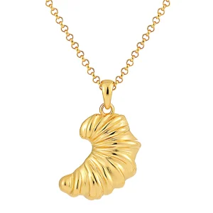 18k Gold Croissant Pendant Necklace 925 Sterling Silver Food Charm Custom Jewelry