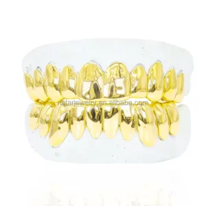 18k Gold Plated Heavy Solid 925 Sterling Silver Deep Cut Teeth Grillz
