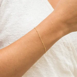18k Gold-Plated Stainless Steel Minimalist Cable Chain Beaded Bracelet